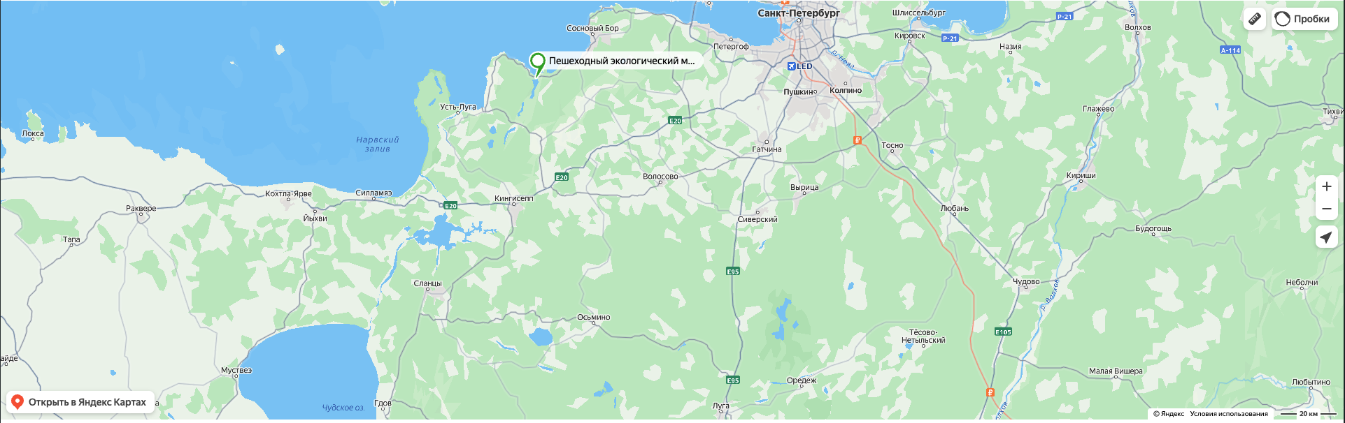 Карта расположения маршрута